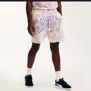Chinatown Market Tye Dye Pink and‎ Yellow Athletic Sweat Shorts Size Small